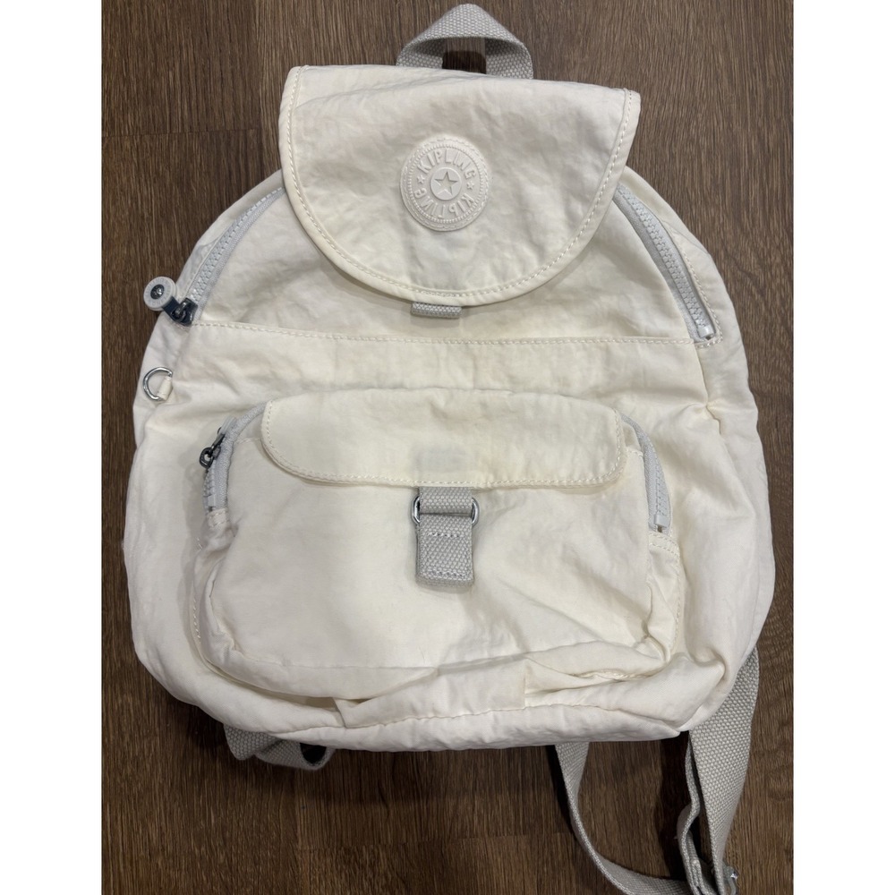 Kipling Small Cream Nylon Backpack